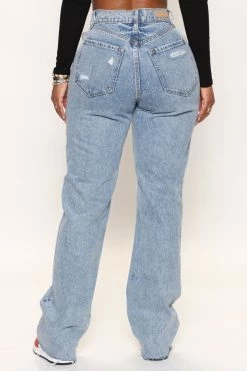Fashion Nova Topanga 90's Ripped Straight Leg Jeans - Medium Wash
