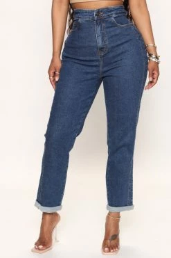 Fashion Nova Tie 'Em Up Boyfriend Jeans - Medium Blue Wash