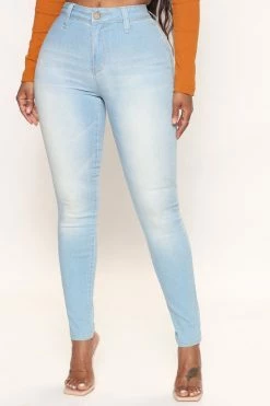Fashion Nova Get You Alone Booty Lifter Skinny Jeans - Light Blue Wash