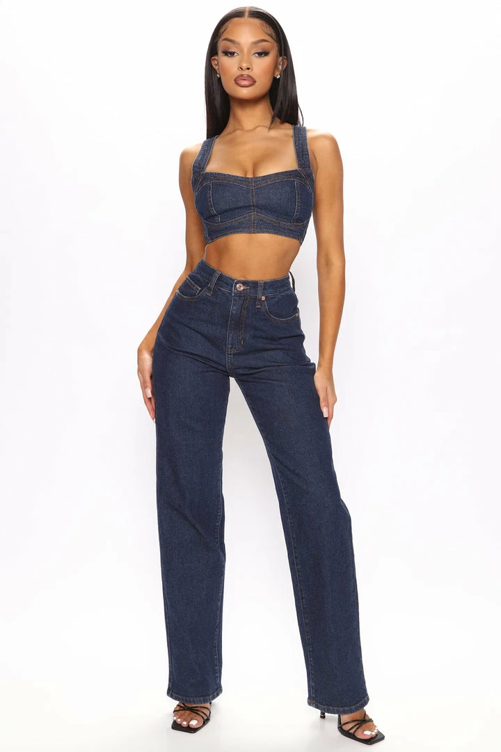 Fashion Nova Goin' The Distance Straight Leg Jeans - Dark Wash
