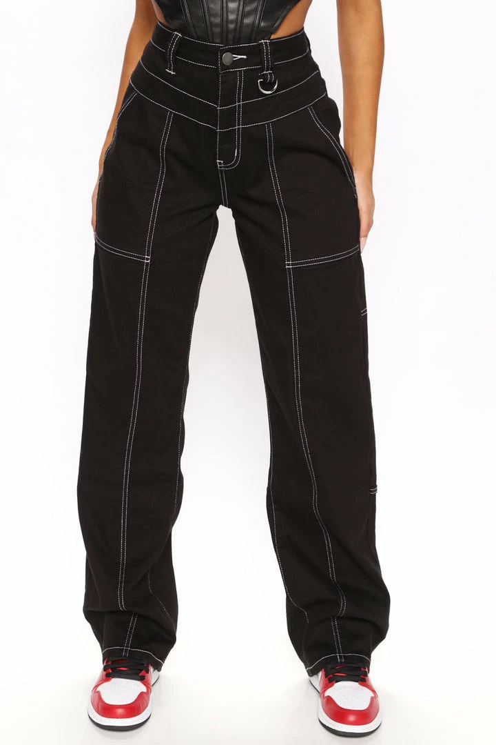 Cheap ๐ Fashion Nova Reality Check Straight Leg Utility ๐ Jeans - Black โ 6 Fashion Nova Reality Check Straight Leg Utility Jeans - Black