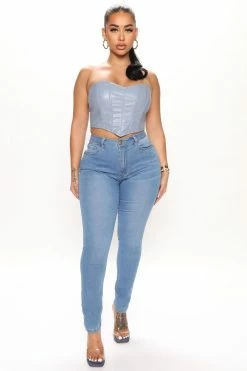 Fashion Nova Hailey Hyper Stretch Skinny Jeans - Light Blue Wash