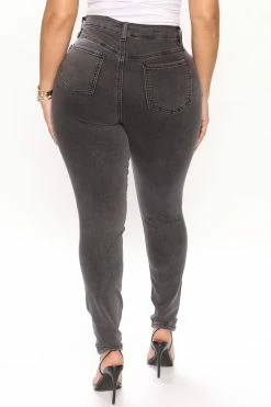 Fashion Nova Hailey Hyper Stretch Skinny Jeans - Acid Wash Black