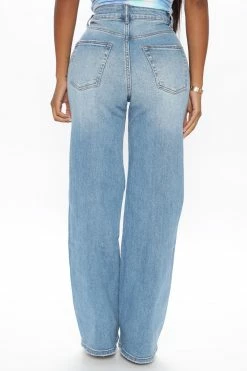 Fashion Nova Searched Far And Wide Leg Jeans - Medium Blue Wash Baggy Jeans
