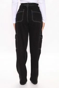 Fashion Nova Give Me A Break Cargo Carpenter Jeans - Black Baggy Jeans