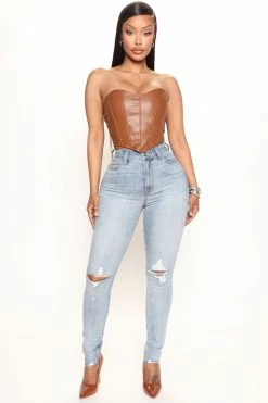 Fashion Nova Deja Vu Curvy Stretch Skinny Jeans - Light Blue Wash