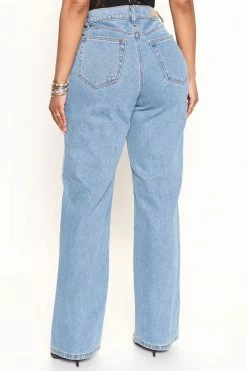 Fashion Nova Topanga High Rise Baggy Straight Leg Jean - Medium Blue Wash Straight Leg Jeans