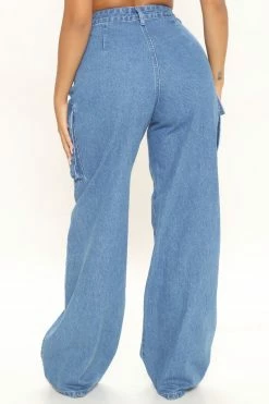 Fashion Nova Half Pipe Non Stretch Cargo Skater Jeans - Medium Blue Wash