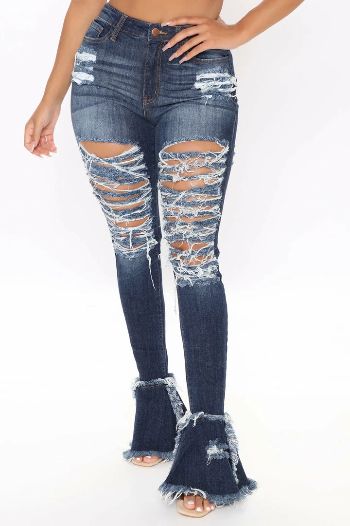 Cheap โ Fashion Nova Flare ๐ Jeans Fray What You Mean Flare Leg ๐ Jeans - Dark Wash โจ 5 Fashion Nova Flare Jeans Fray What You Mean Flare Leg Jeans - Dark Wash