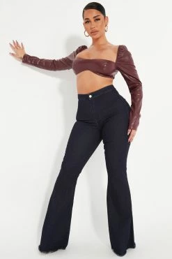 Fashion Nova New Dimension Stretch Flare Jeans - Dark Wash