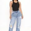 Fashion Nova Dancer Straight Leg Jeans - Medium Wash