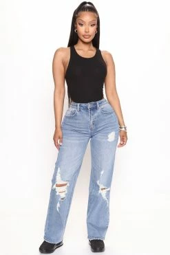 Fashion Nova Dancer Straight Leg Jeans - Medium Wash