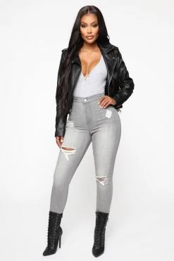 Fashion Nova In The Night High Rise Skinny Jeans - Grey
