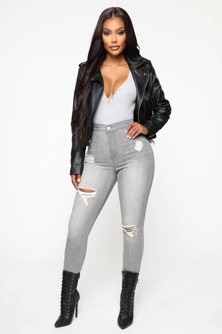 Fashion Nova In The Night High Rise Skinny Jeans - Grey