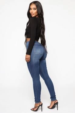 Fashion Nova Curve Your Ways Skinny Jeans - Medium Blue Wash