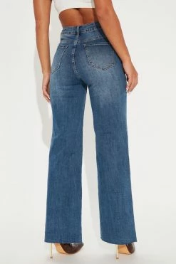 Fashion Nova Clean Slate High Rise Baggy Jeans - Dark Wash Flare Jeans