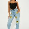 Fashion Nova Just Smile Straight Leg Jeans - Light Wash
