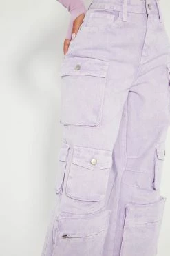 Fashion Nova Lily High Rise Cargo Jeans - Lavender
