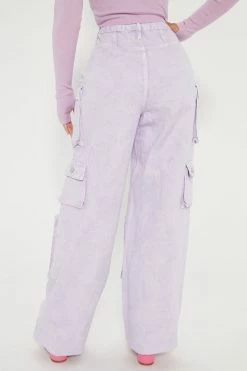 Fashion Nova Lily High Rise Cargo Jeans - Lavender