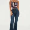 Fashion Nova Way Down Stretch Flare Jeans - Dark Wash