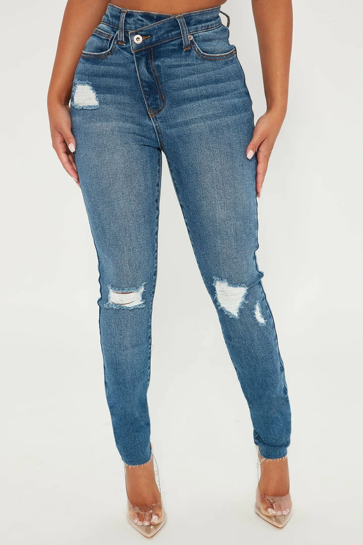 Fashion Nova Crossover Curvy Skinny Jeans - Medium Wash