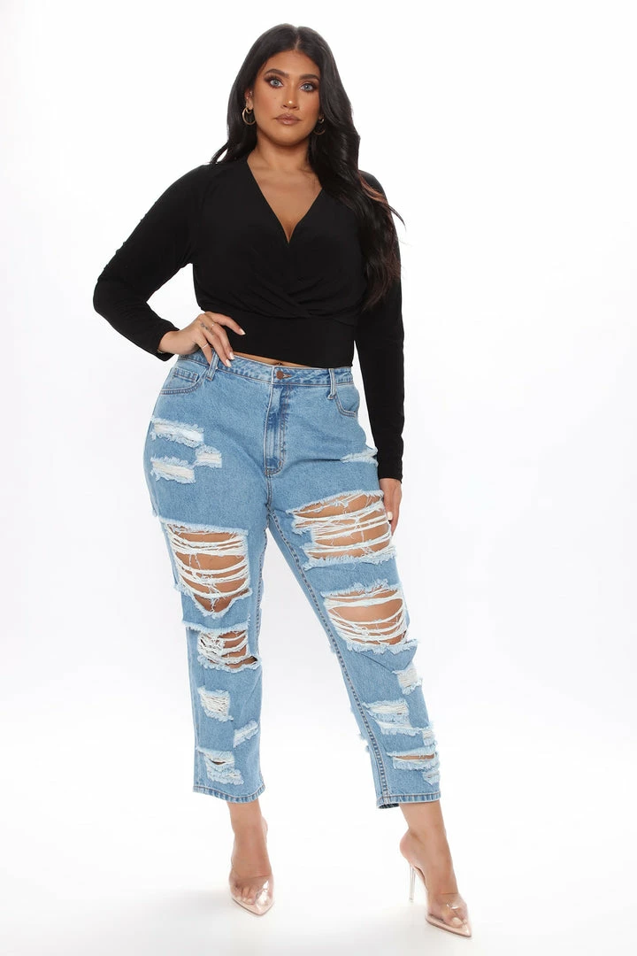 Wholesale 🥰 Fashion Nova Get Ready Distressed Boyfriend 👖 Jeans - Medium Blue Wash 💯 8 Fashion Nova Get Ready Distressed Boyfriend Jeans - Medium Blue Wash