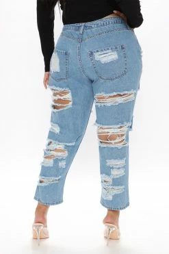 Wholesale 🥰 Fashion Nova Get Ready Distressed Boyfriend 👖 Jeans - Medium Blue Wash 💯 20 Fashion Nova Get Ready Distressed Boyfriend Jeans - Medium Blue Wash