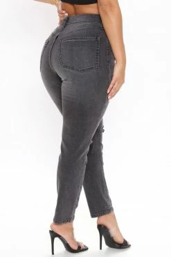 Fashion Nova Listen To Me Ripped Slim Mom Jeans - Black