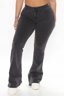 Fashion Nova Peace And Love Low Rise Flare Jeans - Grey