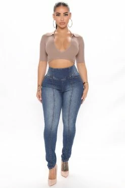 Fashion Nova Sculpted To Perfection Curvy Stretch Skinny Jeans - Dark Wash