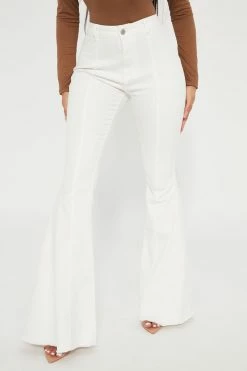 Fashion Nova Saddle Star Extreme Flare Jeans - White