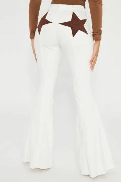 Fashion Nova Saddle Star Extreme Flare Jeans - White