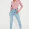 Fashion Nova Oh So Curvy Stretch Skinny Jeans - Light Blue Wash