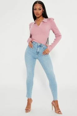 Fashion Nova Oh So Curvy Stretch Skinny Jeans - Light Blue Wash