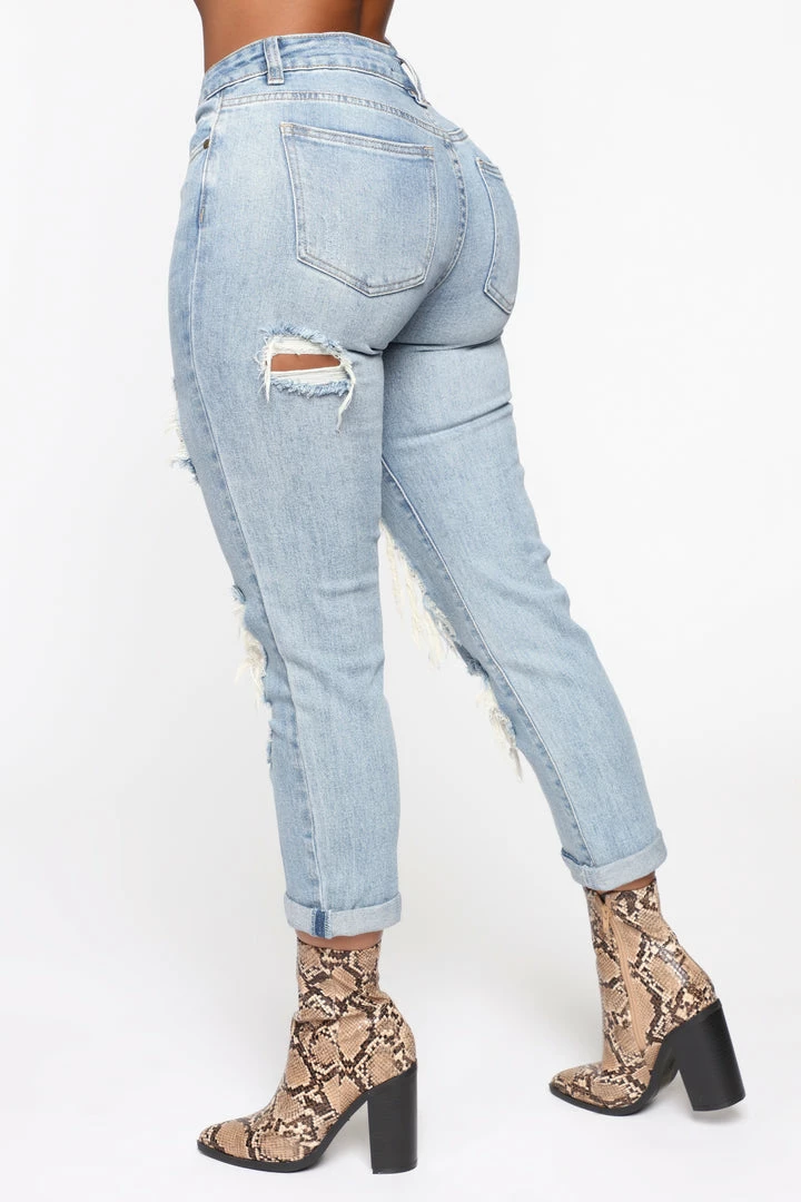 Fashion Nova So Over You Boyfriend Jeans - Light Blue Wash