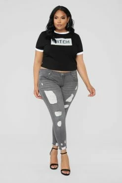 Fashion Nova Skinny Jeans Nervous Around You Jeans - Grey Wash