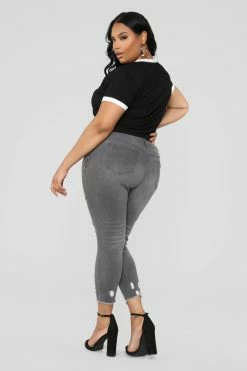 Fashion Nova Skinny Jeans Nervous Around You Jeans - Grey Wash