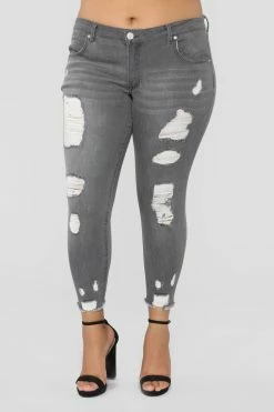Fashion Nova Skinny Jeans Nervous Around You Jeans - Grey Wash