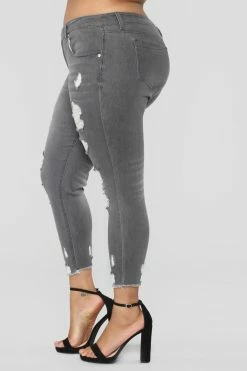 Fashion Nova Skinny Jeans Nervous Around You Jeans - Grey Wash