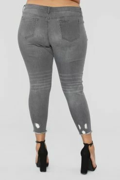 Fashion Nova Skinny Jeans Nervous Around You Jeans - Grey Wash