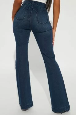 Fashion Nova Sundays In SoHo Stretch Flare Jeans - Dark Wash