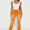 Fashion Nova Eye Candy Stretch Flare Jeans - Orange