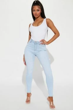 Fashion Nova Sweet Like Cinnamon Skinny Jeans - Light Blue Wash