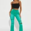 Fashion Nova Eye Candy Stretch Flare Jeans - Green