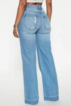 Fashion Nova Sienna Release Hem Wide Leg Jeans - Medium Wash
