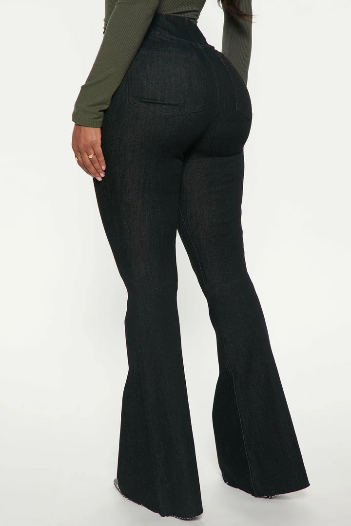 Fashion Nova Sweet Love Story Pull On Flare Jeans - Black