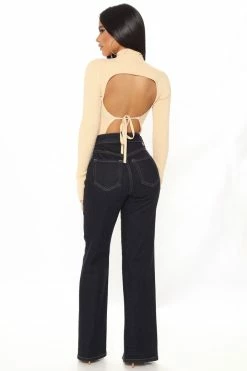 Fashion Nova Harlem High Rise Split Hem Bootcut Jeans - Rinse Blue Wash