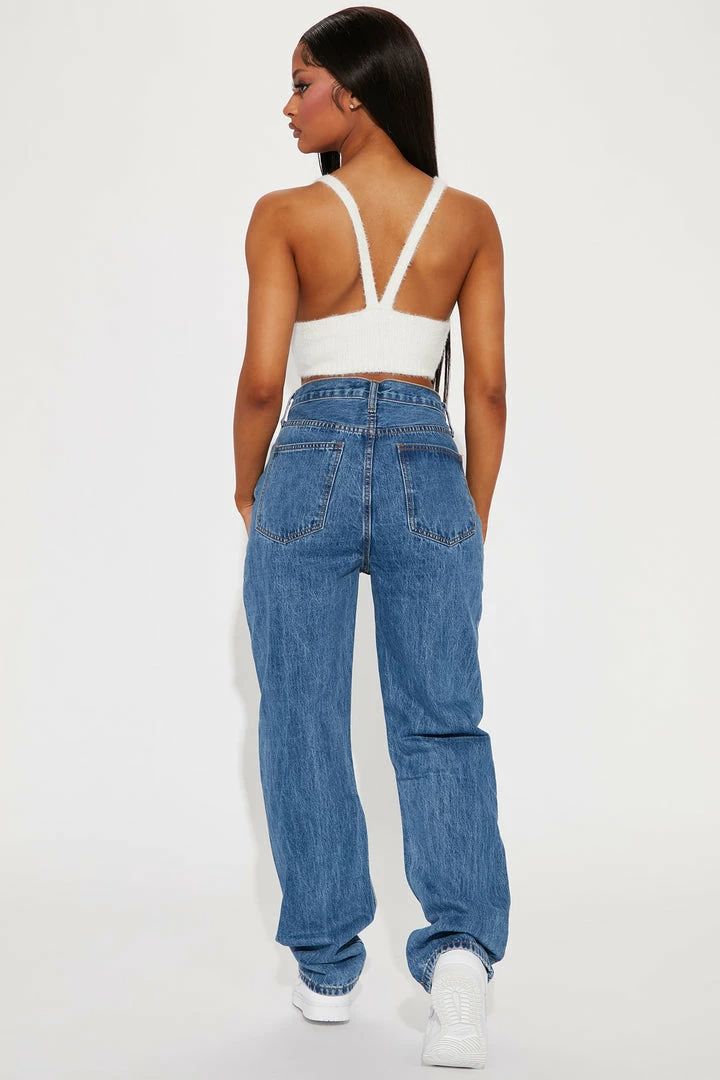 Cheapest ๐ Fashion Nova Distressed Crossover Straight Leg ๐ Jeans - Medium Blue Wash ๐ 7 Fashion Nova Distressed Crossover Straight Leg Jeans - Medium Blue Wash