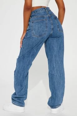 Cheapest ๐ Fashion Nova Distressed Crossover Straight Leg ๐ Jeans - Medium Blue Wash ๐ 17 Fashion Nova Distressed Crossover Straight Leg Jeans - Medium Blue Wash