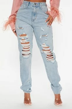 Fashion Nova Sweet As A Peach Mom Jeans - Light Wash